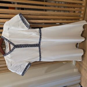 Elegant White Dress with Blue And Gold Accents Size 38 Europe (Small)